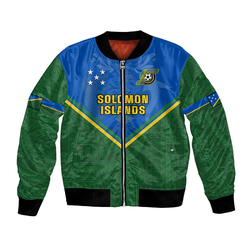 Solomon Islands Football Bomber Jacket Polynesian Pattern Sporty Style LT14 Unisex Green - Polynesian Pride