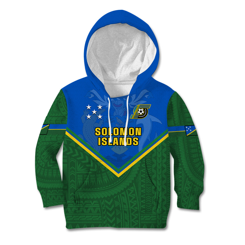 Solomon Islands Football Kid Hoodie Polynesian Pattern Sporty Style LT14 Hoodie Green - Polynesian Pride