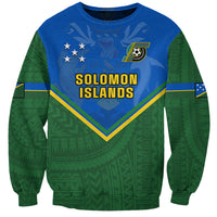 Solomon Islands Football Sweatshirt Polynesian Pattern Sporty Style LT14 Unisex Green - Polynesian Pride