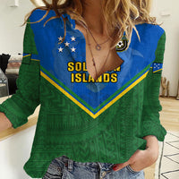 Solomon Islands Football Women Casual Shirt Polynesian Pattern Sporty Style LT14 Female Green - Polynesian Pride