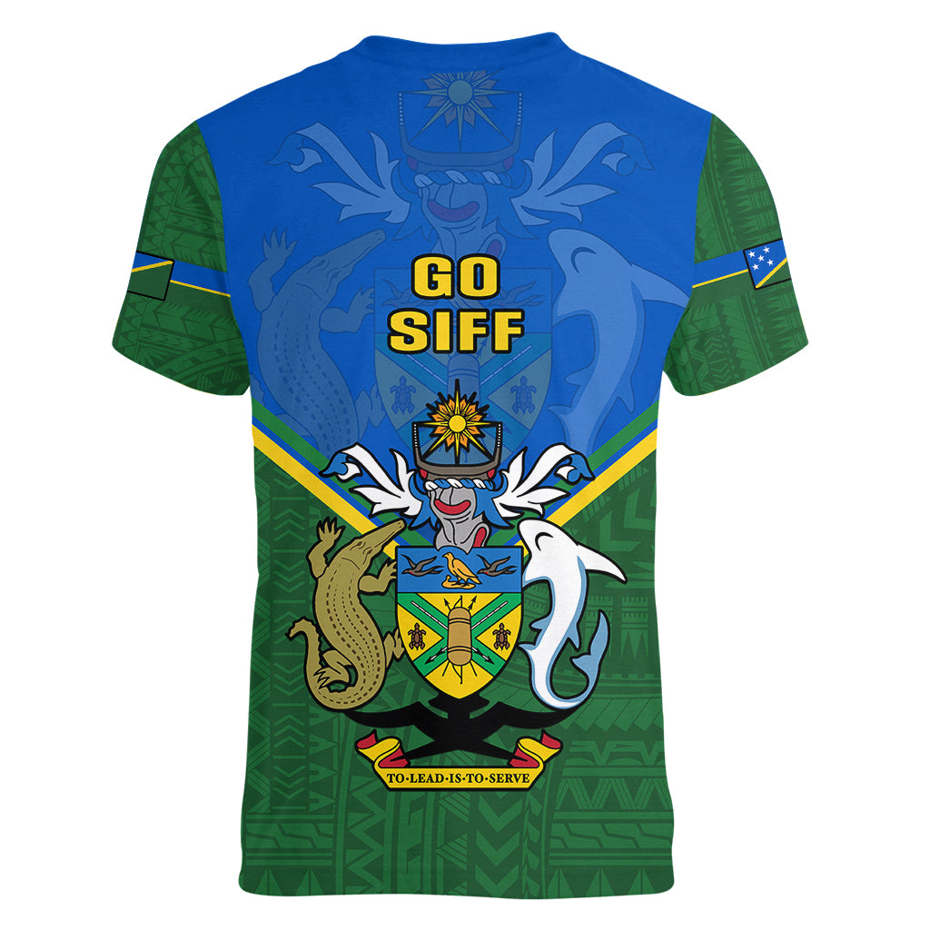 Solomon Islands Football Women V Neck T Shirt Polynesian Pattern Sporty Style LT14 - Polynesian Pride