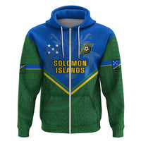 Custom Solomon Islands Football Hoodie Polynesian Pattern Sporty Style LT14 Zip Hoodie Green - Polynesian Pride
