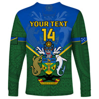 Personalised Solomon Islands Football Long Sleeve Shirt Polynesian Pattern Sporty Style LT14 - Polynesian Pride