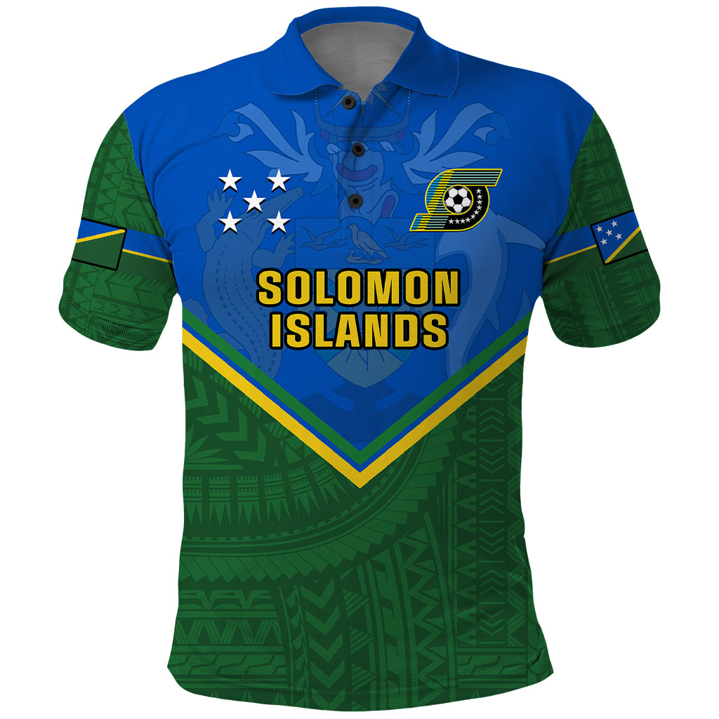Custom Solomon Islands Football Polo Shirt Polynesian Pattern Sporty Style LT14 Green - Polynesian Pride