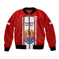 Tahitian Football Bomber Jacket Tahiti Coat Of Arm Polynesian Sporty Style LT14 Unisex Red - Polynesian Pride
