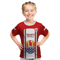 Tahitian Football Kid T Shirt Tahiti Coat Of Arm Polynesian Sporty Style LT14 Red - Polynesian Pride