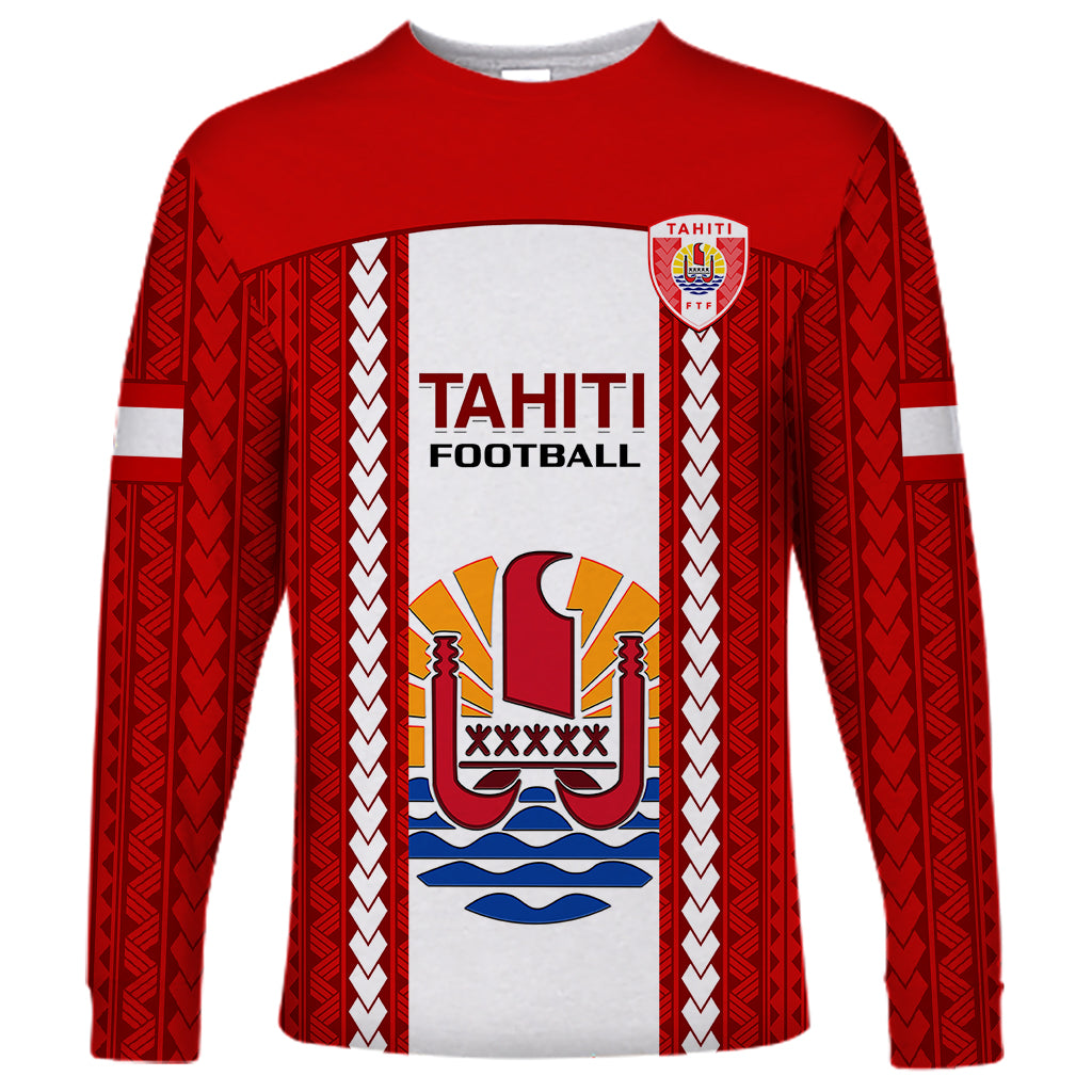 Tahitian Football Long Sleeve Shirt Tahiti Coat Of Arm Polynesian Sporty Style LT14 Unisex Red - Polynesian Pride