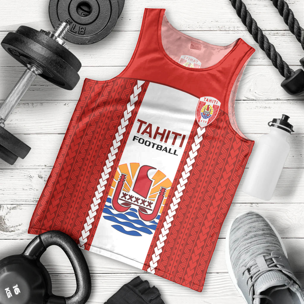 Tahitian Football Men Tank Top Tahiti Coat Of Arm Polynesian Sporty Style LT14 Red - Polynesian Pride