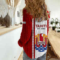 Tahitian Football Women Casual Shirt Tahiti Coat Of Arm Polynesian Sporty Style LT14 - Polynesian Pride
