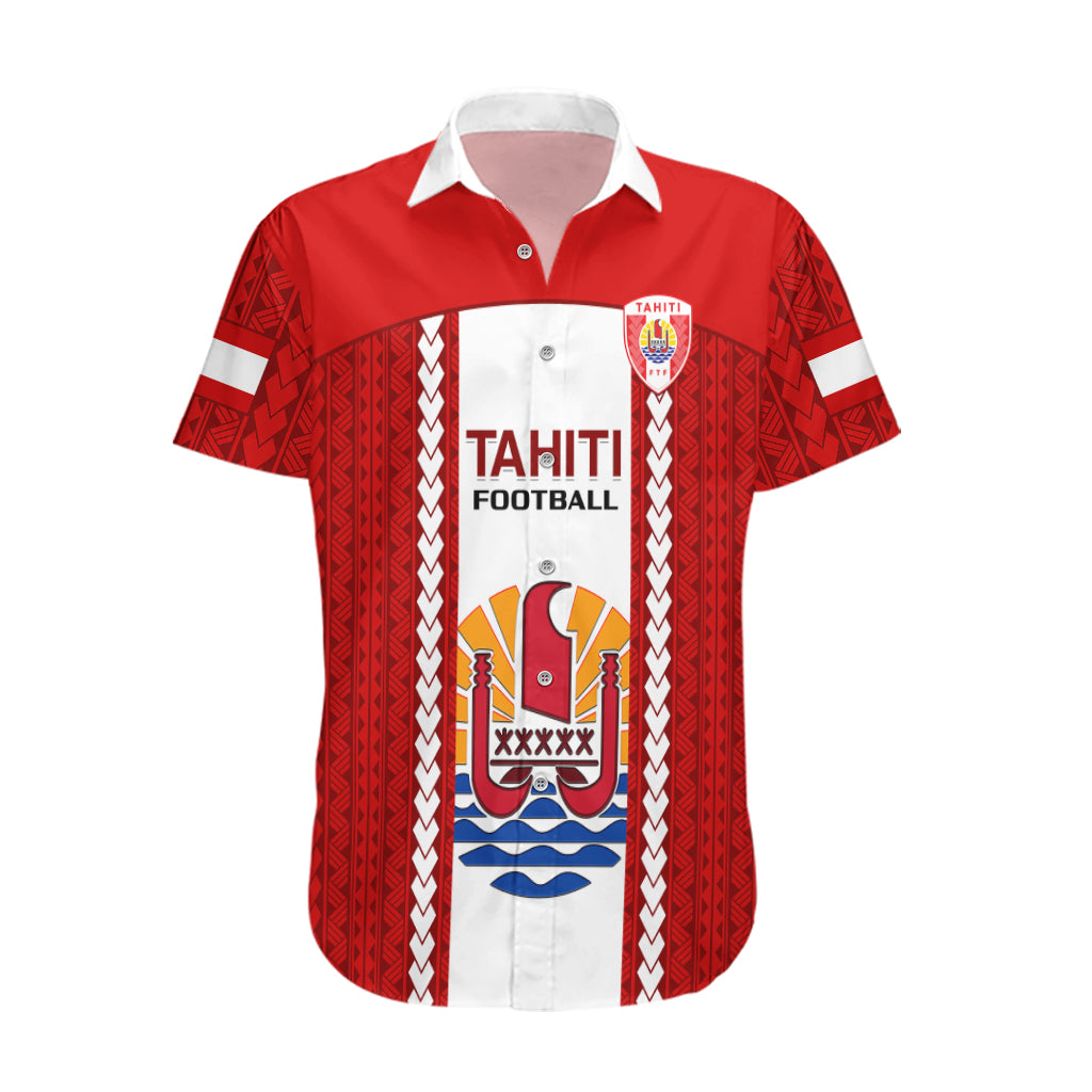 Personalised Tahitian Football Hawaiian Shirt Tahiti Coat Of Arm Polynesian Sporty Style LT14 Red - Polynesian Pride