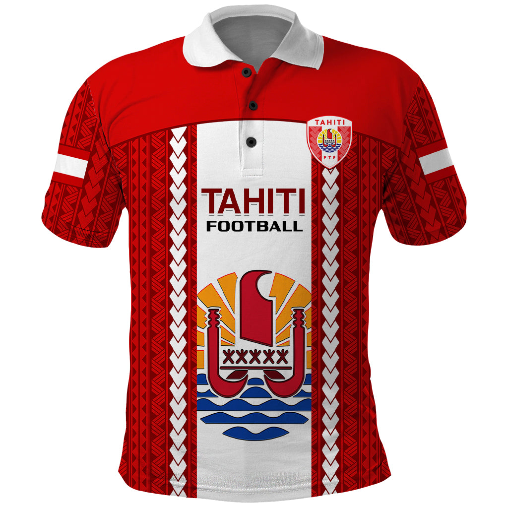 Custom Tahitian Football Polo Shirt Tahiti Coat Of Arm Polynesian Sporty Style LT14 Red - Polynesian Pride