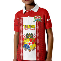 Tonga Football Kid Polo Shirt Tongan Ngatu Pattern Sporty Style LT14 Kid Red - Polynesian Pride