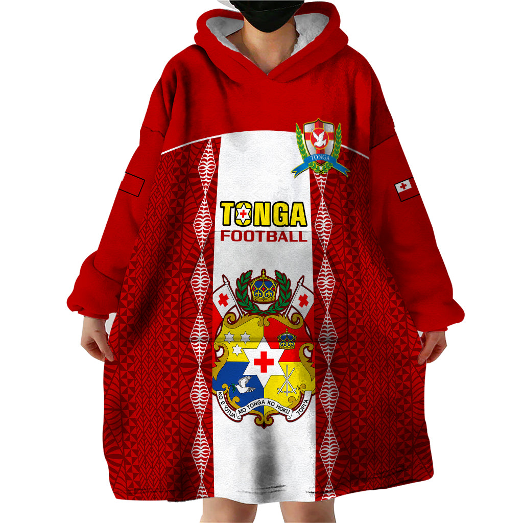 Tonga Football Wearable Blanket Hoodie Tongan Ngatu Pattern Sporty Style LT14 - Polynesian Pride