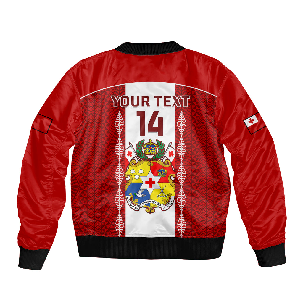 Personalised Tonga Football Bomber Jacket Tongan Ngatu Pattern Sporty Style LT14 - Polynesian Pride