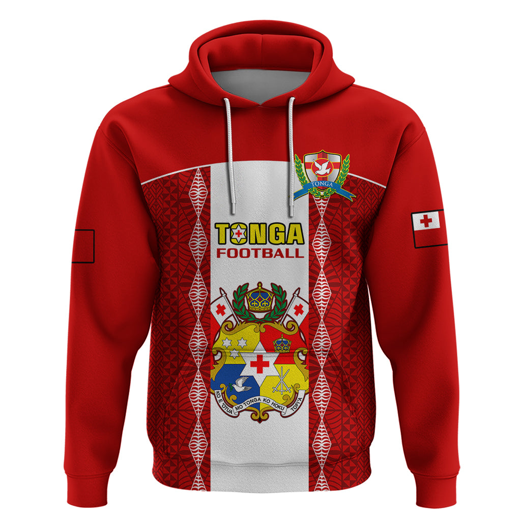 Custom Tonga Football Hoodie Tongan Ngatu Pattern Sporty Style LT14 Pullover Hoodie Red - Polynesian Pride