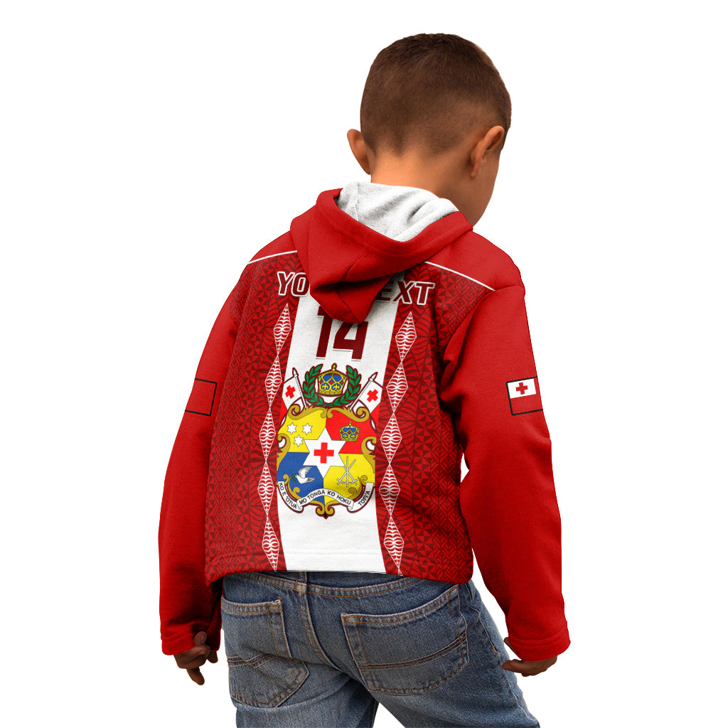 Personalised Tonga Football Kid Hoodie Tongan Ngatu Pattern Sporty Style LT14 - Polynesian Pride