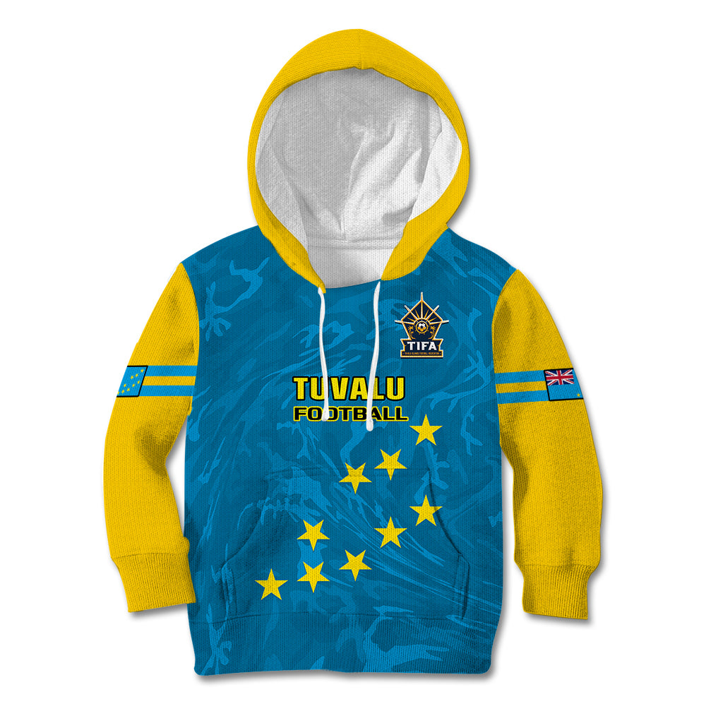 Tuvalu Islands Football Kid Hoodie Polynesian Pattern Sporty Style LT14 Hoodie Blue - Polynesian Pride