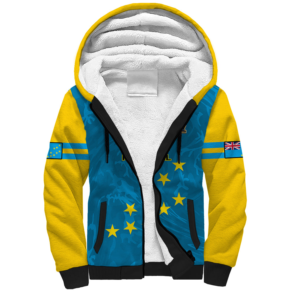 Tuvalu Islands Football Sherpa Hoodie Polynesian Pattern Sporty Style LT14 Unisex Blue - Polynesian Pride