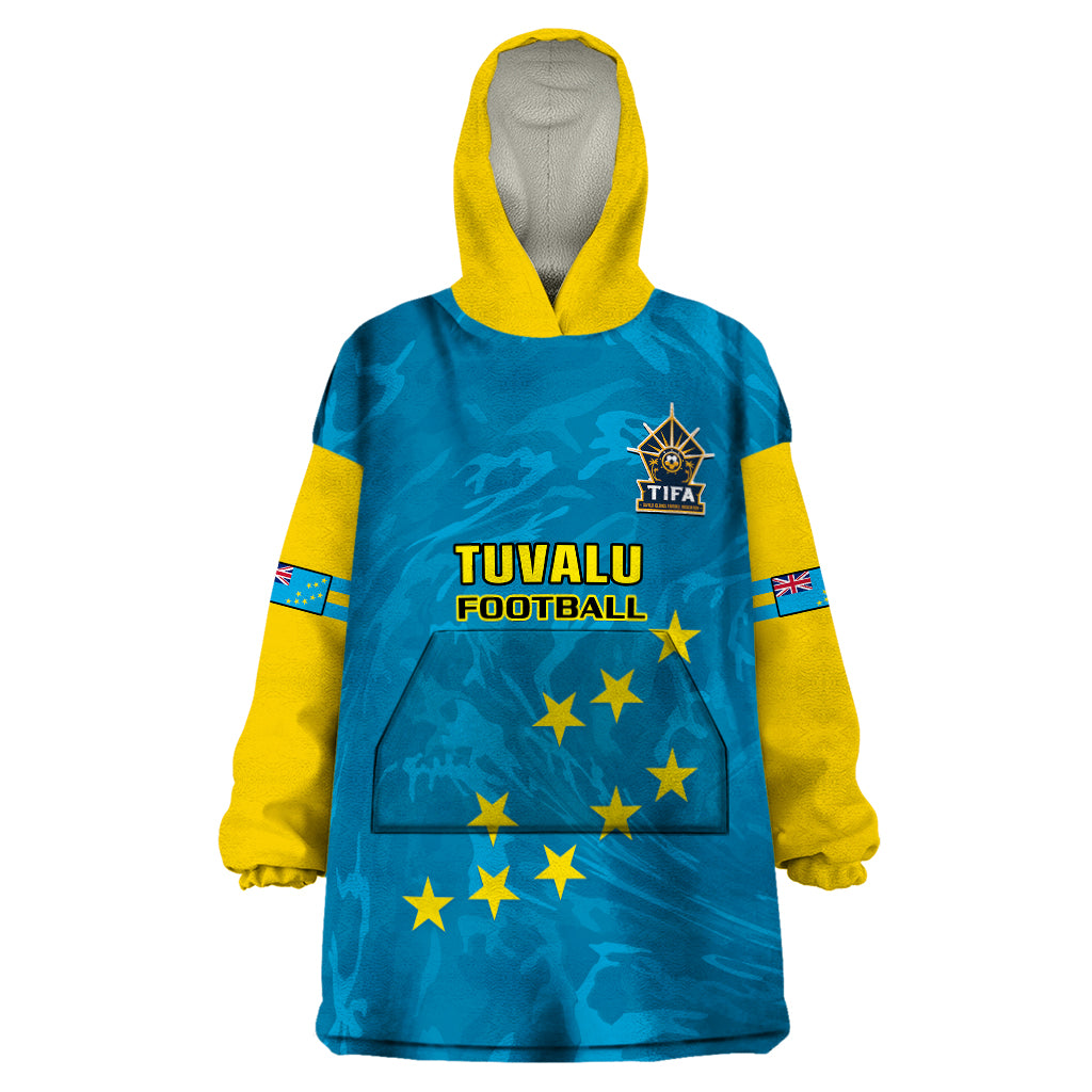 Tuvalu Islands Football Wearable Blanket Hoodie Polynesian Pattern Sporty Style LT14 One Size Blue - Polynesian Pride