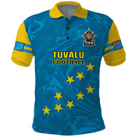 Custom Tuvalu Islands Football Polo Shirt Polynesian Pattern Sporty Style LT14 Blue - Polynesian Pride