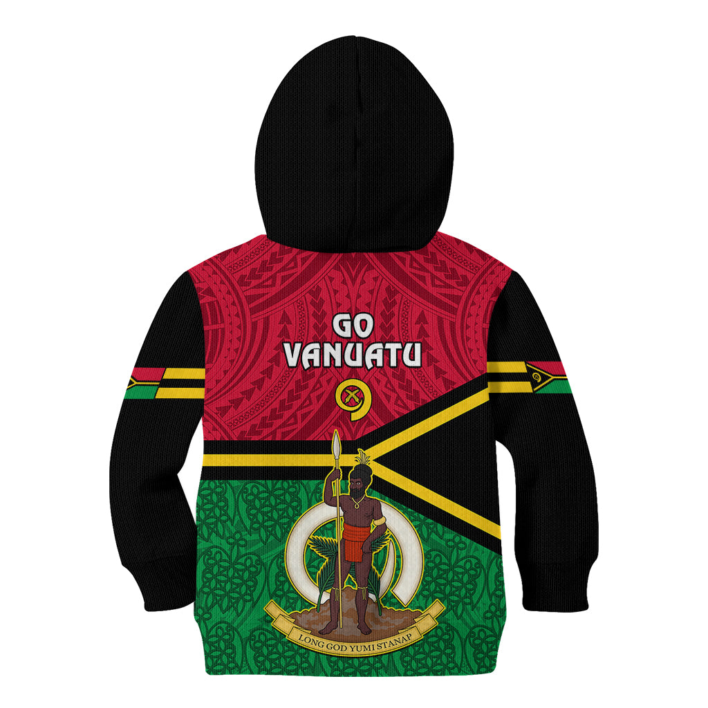 Vanuatu Football Kid Hoodie Vanuatuan Coat Of Arm Polynesian Flag Style LT14 - Polynesian Pride