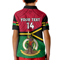 Personalised Vanuatu Football Kid Polo Shirt Vanuatuan Coat Of Arm Polynesian Flag Style LT14 - Polynesian Pride