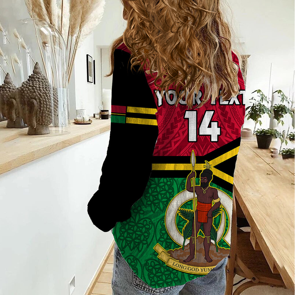 Personalised Vanuatu Football Women Casual Shirt Vanuatuan Coat Of Arm Polynesian Flag Style LT14 - Polynesian Pride