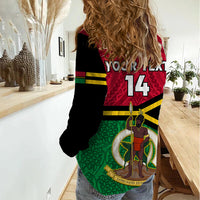 Personalised Vanuatu Football Women Casual Shirt Vanuatuan Coat Of Arm Polynesian Flag Style LT14 - Polynesian Pride