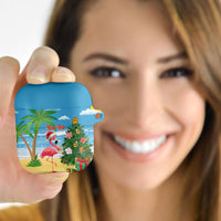 Flamingo Hawaii Summer Christmas Personalized AirPods Case Mele Kalikimaka Beachy Vibes
