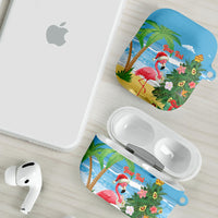 Flamingo Hawaii Summer Christmas Personalized AirPods Case Mele Kalikimaka Beachy Vibes