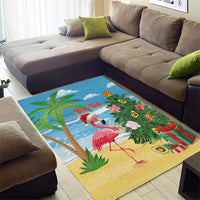 Flamingo Hawaii Summer Christmas Personalized Area Rug Mele Kalikimaka Beachy Vibes