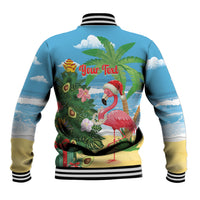 Flamingo Hawaii Summer Christmas Personalized Baseball Jacket Mele Kalikimaka Beachy Vibes
