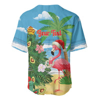 Flamingo Hawaii Summer Christmas Personalized Baseball Jersey Mele Kalikimaka Beachy Vibes