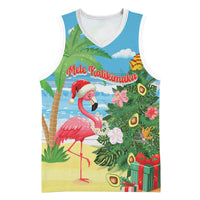 Flamingo Hawaii Summer Christmas Personalized Basketball Jersey Mele Kalikimaka Beachy Vibes