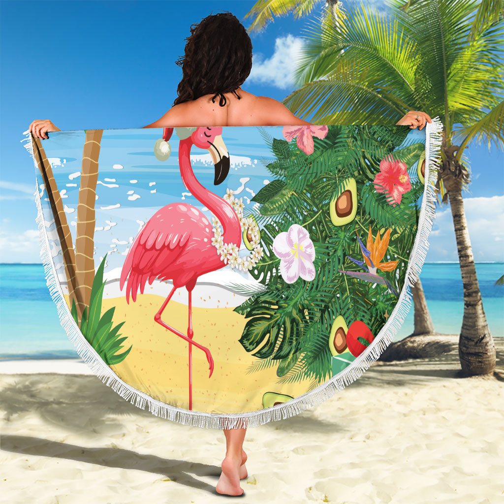 Flamingo Hawaii Summer Christmas Personalized Beach Blanket Mele Kalikimaka Beachy Vibes