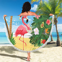 Flamingo Hawaii Summer Christmas Personalized Beach Blanket Mele Kalikimaka Beachy Vibes