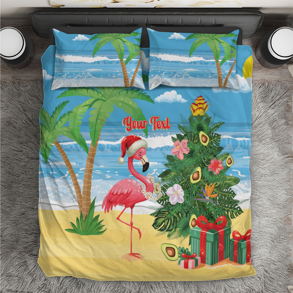 Flamingo Hawaii Summer Christmas Personalized Bedding Set Mele Kalikimaka Beachy Vibes LT14 Blue - Polynesian Pride