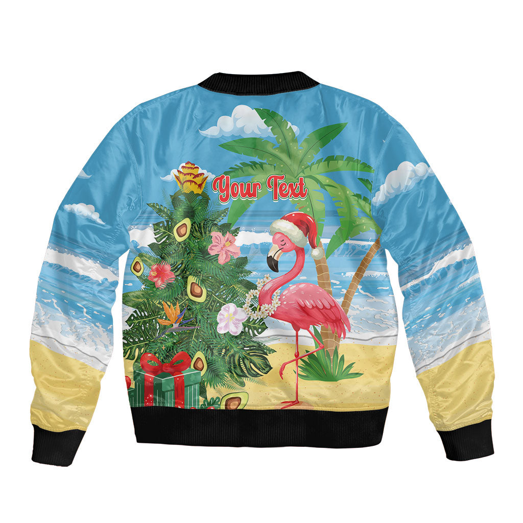 Flamingo Hawaii Summer Christmas Personalized Bomber Jacket Mele Kalikimaka Beachy Vibes