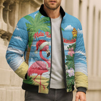 Flamingo Hawaii Summer Christmas Personalized Bomber Puffer Jacket Mele Kalikimaka Beachy Vibes