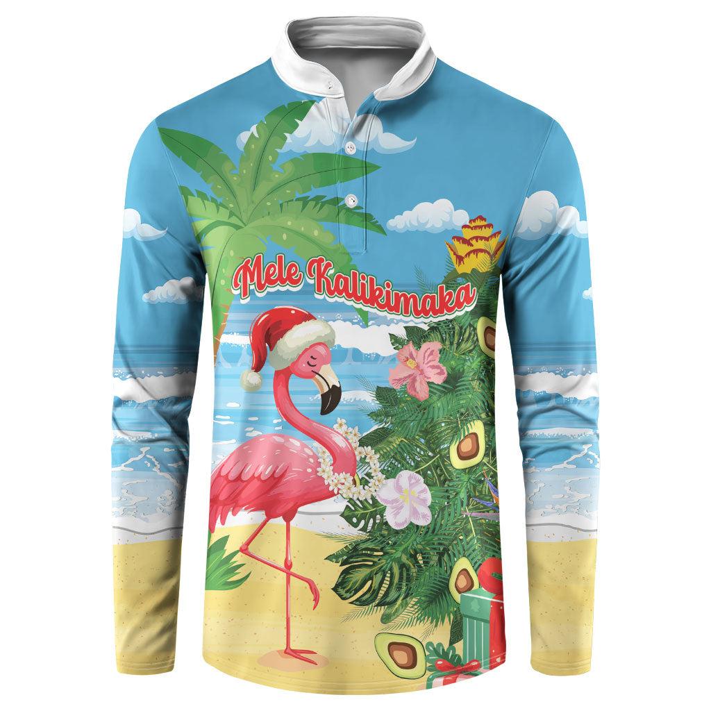 Flamingo Hawaii Summer Christmas Personalized Button Sweatshirt Mele Kalikimaka Beachy Vibes