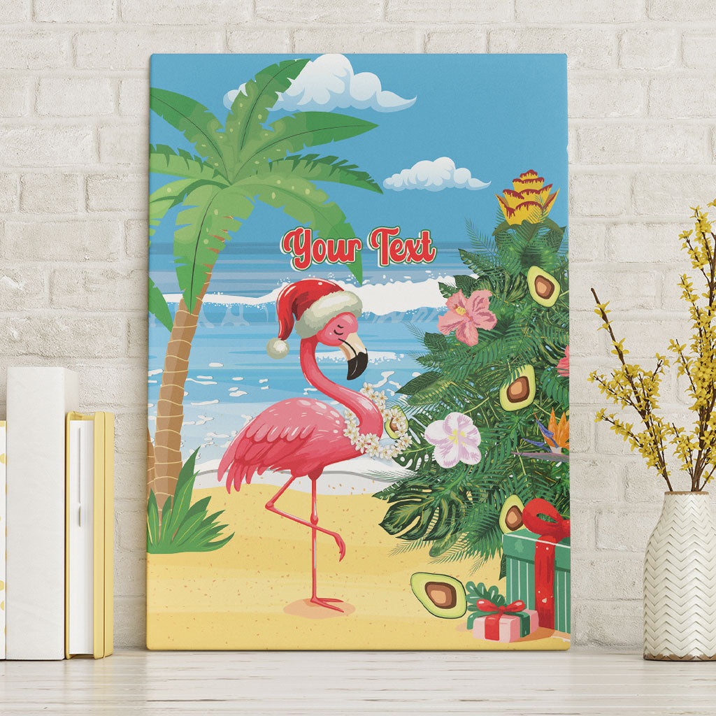 Flamingo Hawaii Summer Christmas Personalized Canvas Wall Art Mele Kalikimaka Beachy Vibes LT14 Without Frame Blue - Polynesian Pride