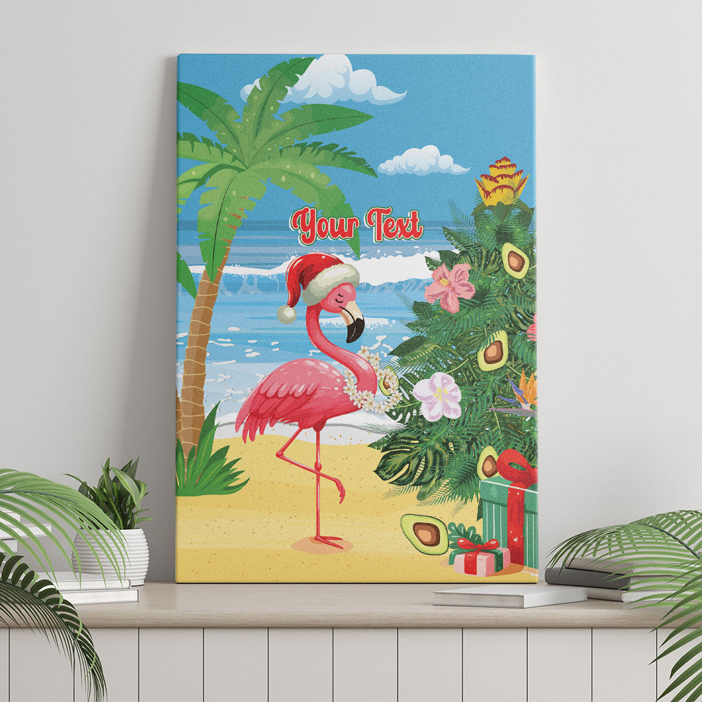 Flamingo Hawaii Summer Christmas Personalized Canvas Wall Art Mele Kalikimaka Beachy Vibes