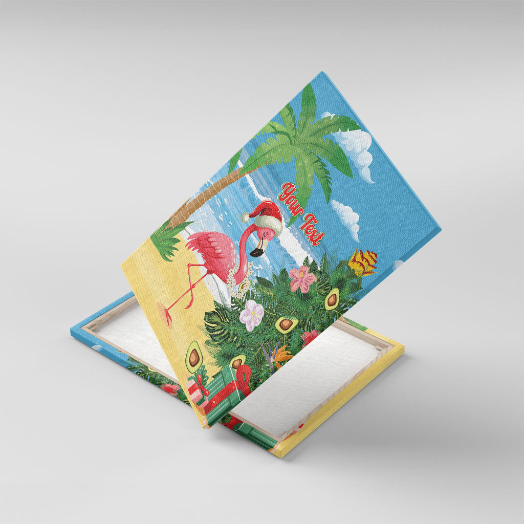 Flamingo Hawaii Summer Christmas Personalized Canvas Wall Art Mele Kalikimaka Beachy Vibes