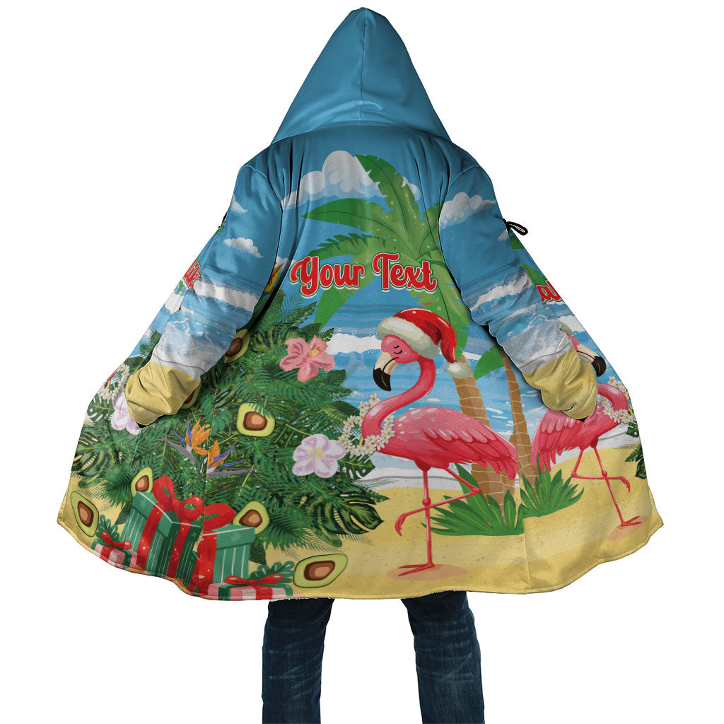 Flamingo Hawaii Summer Christmas Personalized Cloak Mele Kalikimaka Beachy Vibes LT14 Unisex Blue - Polynesian Pride