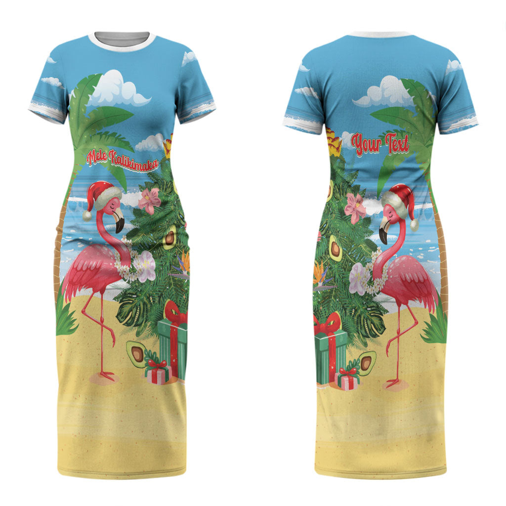 Flamingo Hawaii Summer Christmas Personalized Couples Matching Short Sleeve Bodycon Dress and Long Sleeve Button Shirt Mele Kalikimaka Beachy Vibes LT14 - Polynesian Pride