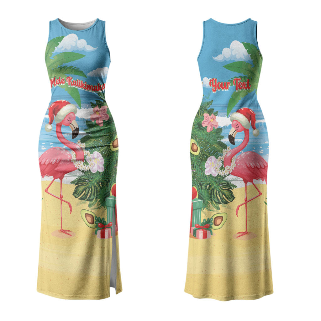 Flamingo Hawaii Summer Christmas Personalized Couples Matching Tank Maxi Dress and Long Sleeve Button Shirt Mele Kalikimaka Beachy Vibes LT14 - Polynesian Pride