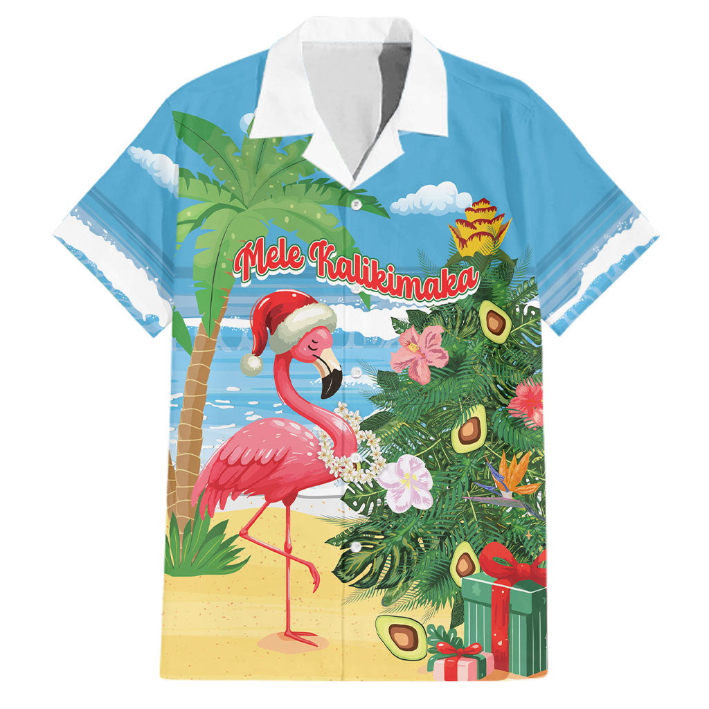 Flamingo Hawaii Summer Christmas Personalized Family Matching Short Sleeve Bodycon Dress and Hawaiian Shirt Mele Kalikimaka Beachy Vibes