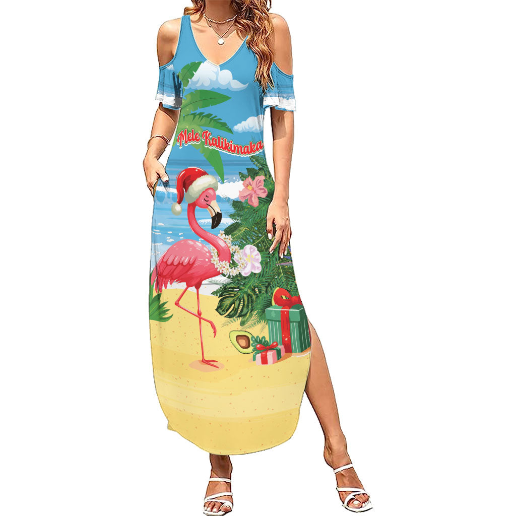 Flamingo Hawaii Summer Christmas Personalized Family Matching Summer Maxi Dress and Hawaiian Shirt Mele Kalikimaka Beachy Vibes