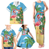 Flamingo Hawaii Summer Christmas Personalized Family Matching Tank Maxi Dress and Hawaiian Shirt Mele Kalikimaka Beachy Vibes