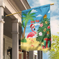 Flamingo Hawaii Summer Christmas Personalized Garden Flag Mele Kalikimaka Beachy Vibes